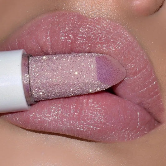 Glitter Matte Lipstick Waterproof Long Lasting Temperature Change Diamonds Lipstick Non Stick Red Pink  Lip Tint Makeup Cosmetic